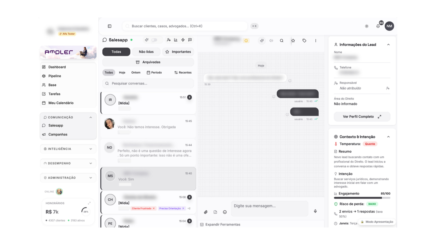 Ampler Legal Ops — pipeline de leads com score e prioridade